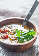 Poster - Bowl of lentil curry: top view