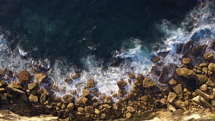 Canvas Print - aerial view of coogee rock cliff