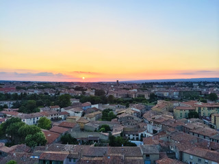 Wall Mural - Picturesque town of Carcassonne in sunset