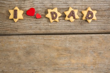 Wall Mural - Overhead view of cookies with text on table