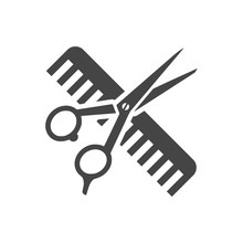 Comb And Scissors Icon Vector - Illustration