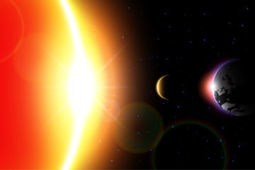 Wall Mural - solar eclipse ( vector ) . moon move around the world and hide sunlight .