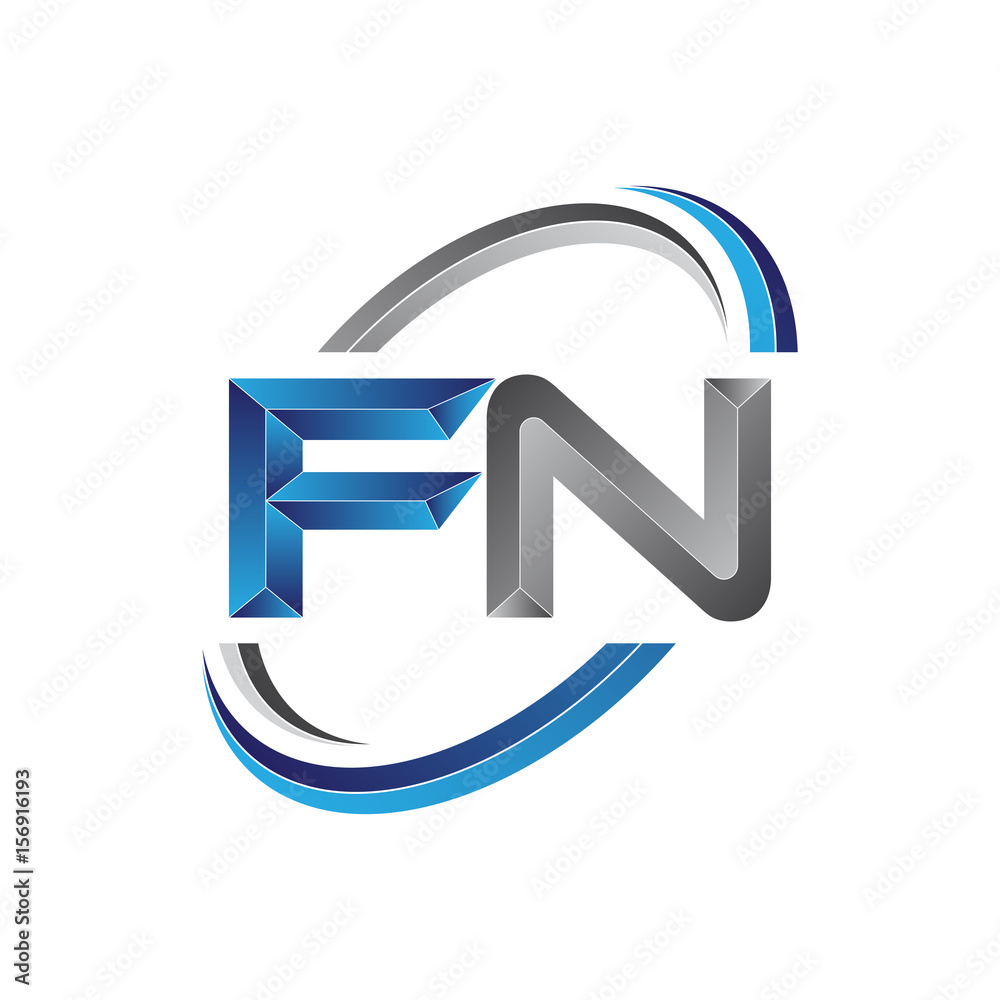 Simple initial letter logo modern swoosh FN Stock Vector | Adobe Stock
