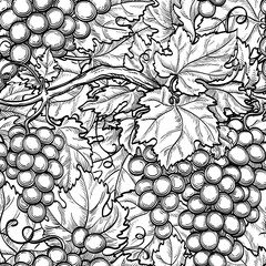 Canvas Print - seamless pattern with grapes.