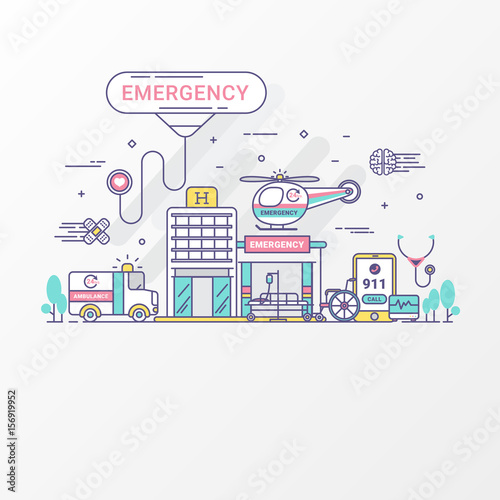 Emergency Concept Set Of Hospital And Healthcare Contains Icon