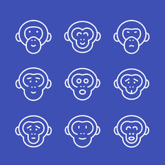 Canvas Print - apes line icons set