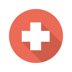 Sticker - Medical cross flat design long shadow icon