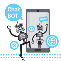 Poster - Free Chat Bot, Robot Virtual Assistance Element Of Website Or Mobile Applications, Artificial Intelligence Concept Vector Illustration