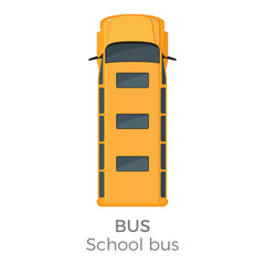 School Bus Icon Top View Flat Vector Illustration