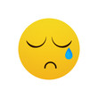 © mast3r - Yellow Cartoon Face Cry Tears People Emotion Icon Flat Vector Illustration