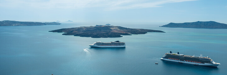 Luxury cruiser in Fira Bay