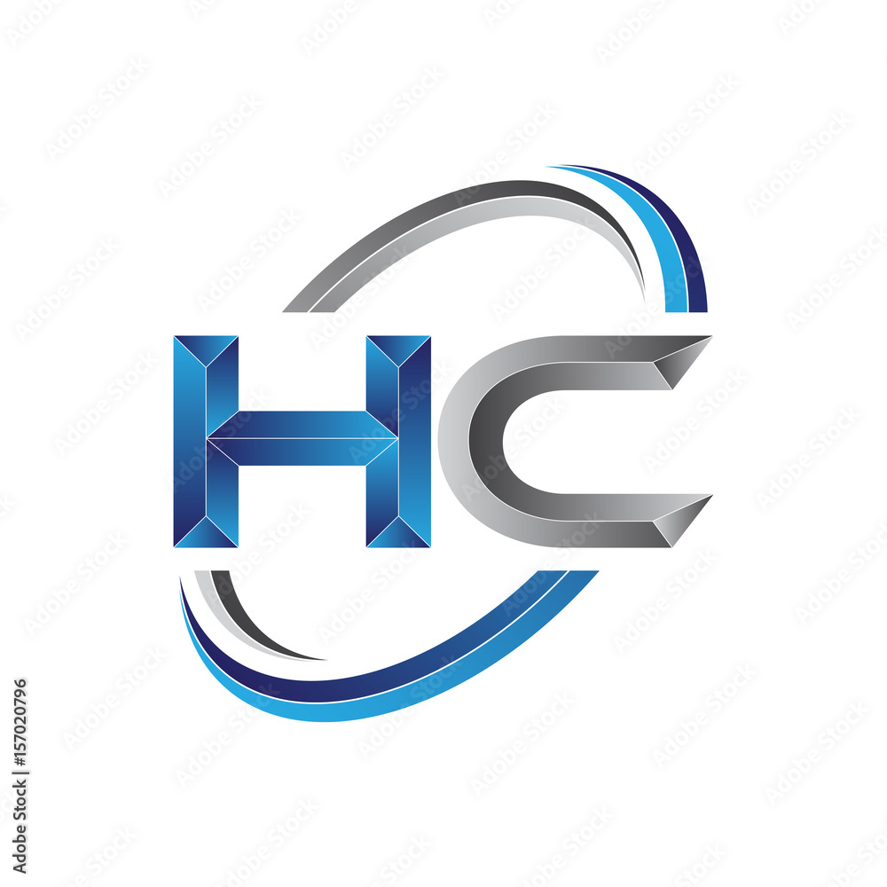 Simple initial letter logo modern swoosh HC Stock Vector | Adobe Stock