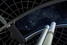 Telescope At Griffith Observatory Under Starry Sky