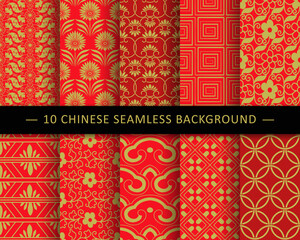 Wall Mural - Chinese Seamless Background Pattern Collection