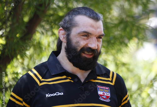French Rugby Union Player Sebastien Chabal Talks To The Media At