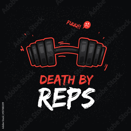 Fotografia, Obraz T-shirt design with heavy dumbbell. Weightlifting theme.