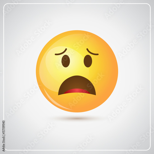 Yellow Cartoon Face Shocked People Emotion Icon Flat Vector