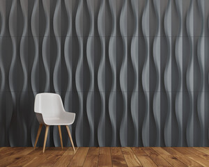 Poster - Black wave background room, chair