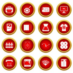 Poster - Printing icon red circle set