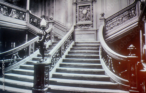 Valokuvatapetti Inside the Titanic on an old photo, Belfast, Northern Ireland