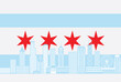 Chicago City Skyline Flag Color vector Illustration