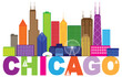 Chicago City Skyline Text Color vector Illustration