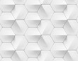 White shaded abstract geometric texture. Origami paper style. Hexagonal elements. 3D rendering background.