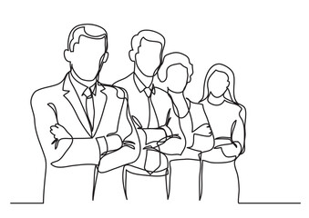 Poster - business team - single line drawing