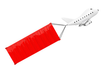 Aufkleber - Cartoon Toy Jet Airplane Carry Cargo Container. 3d Rendering