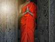 Buddhist Monk hands , meditation or pray