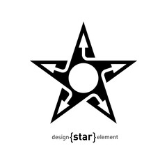 Poster - star with arrows, vector logo. black and white abstract design element, label, emblem or icon.