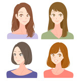いろいろな髪型の女性のイラスト Stock Vector Adobe Stock