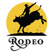 Silhouette of a cowboy riding bull, vector