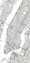 Black And White Vector City Map Of New York With Well Organized Separated Layers.
