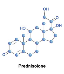 Wall Mural - Prednisolone steroid medication to treat allergies, inflammatory conditions, autoimmune disorders, cancer, including adrenocortical insufficiency, rheumatoid arthritis, dermatitis, asthma, etc