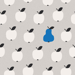 Aufkleber - seamless pattern with many apples and one pear
