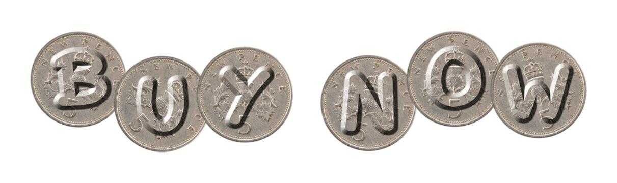 BUY NOW – Coins on white background