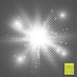 © denzelll - White glowing light burst explosion with transparent. Vector illustration for cool effect decoration with ray sparkles. Bright star. Transparent shine gradient glitter, bright flare. Glare texture.