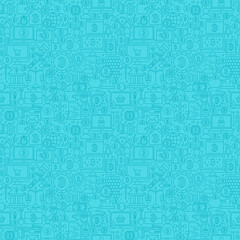 Wall Mural - Blue Line Bitcoin Seamless Pattern