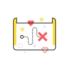 Color line, treasure map illustration, icon