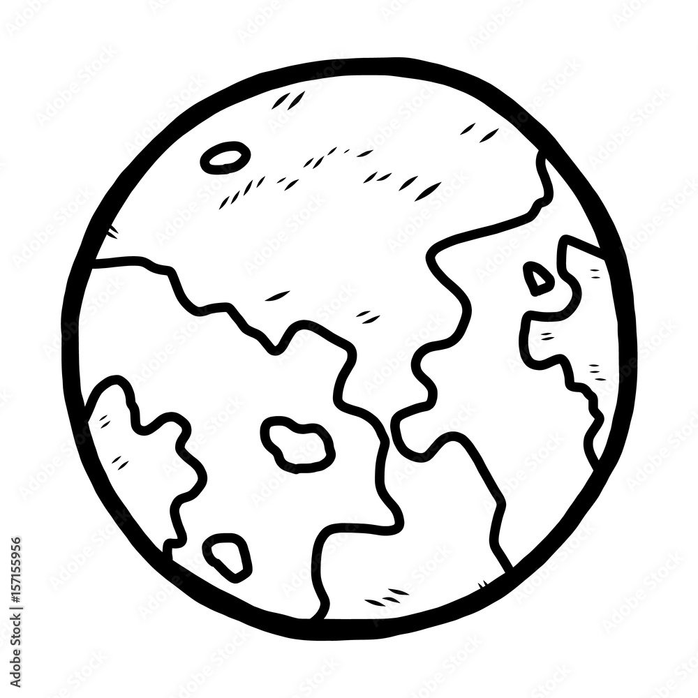 earth / cartoon vector and illustration, black and white, hand drawn,  sketch style, isolated on white background. Stock Vector | Adobe Stock, image size:1000x1000