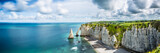 Fototapeta Natura - Panorama in Etretat/France alabaster coast Normandy,Sea, Landscape, Beach / Frankreich, Meer, Küste, Normandie, Landschaft, Strand, 