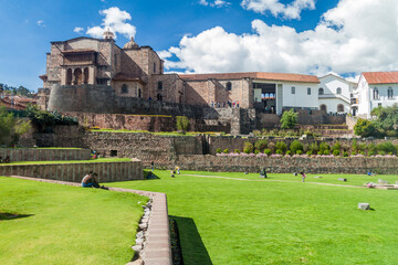 CUZCO, PERU - MAY 23, 2015: Qorikancha ruins and convent Santo Domingo in Cuzco, Peru.