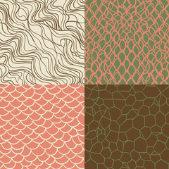 Wall Mural - hand drawn vintage abstract seamless patterns set. vector hipster style seamless texture set