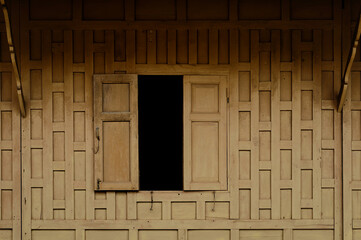 thai style woody wall with window