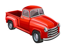Red Truck On White Background. Vector Illustration
