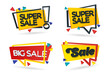 © stockertop - Set of colored stickers and banners. Geometric shapes in 3d style. Set of beautiful discount and promotion banners. Advertising element. Sale banner tag.  Vector illustration.