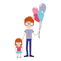 father with his daughter and balloons