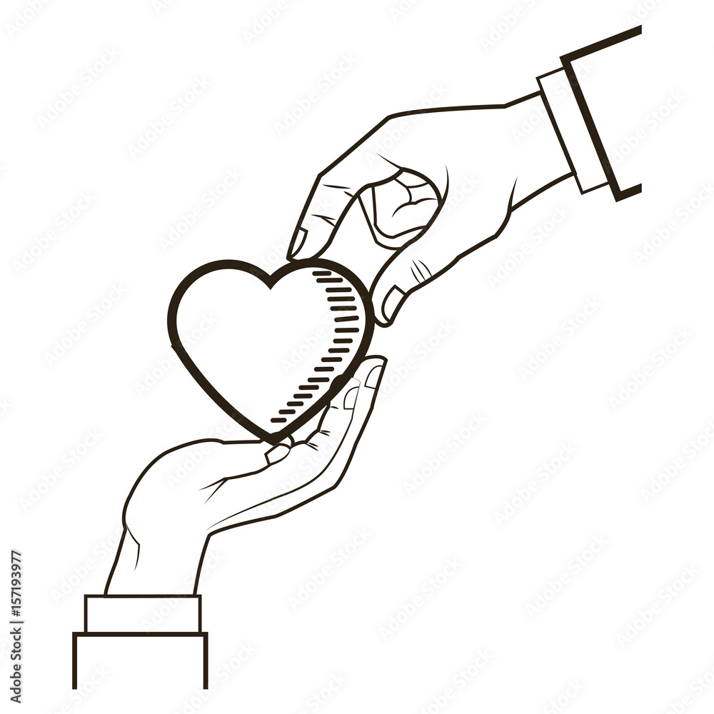 male and female hands giving heart love symbol vector illustration ...