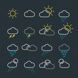 Set of weather icons. Weater line icons. Weather forecast icons.